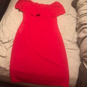 Red off the shoulder dress
